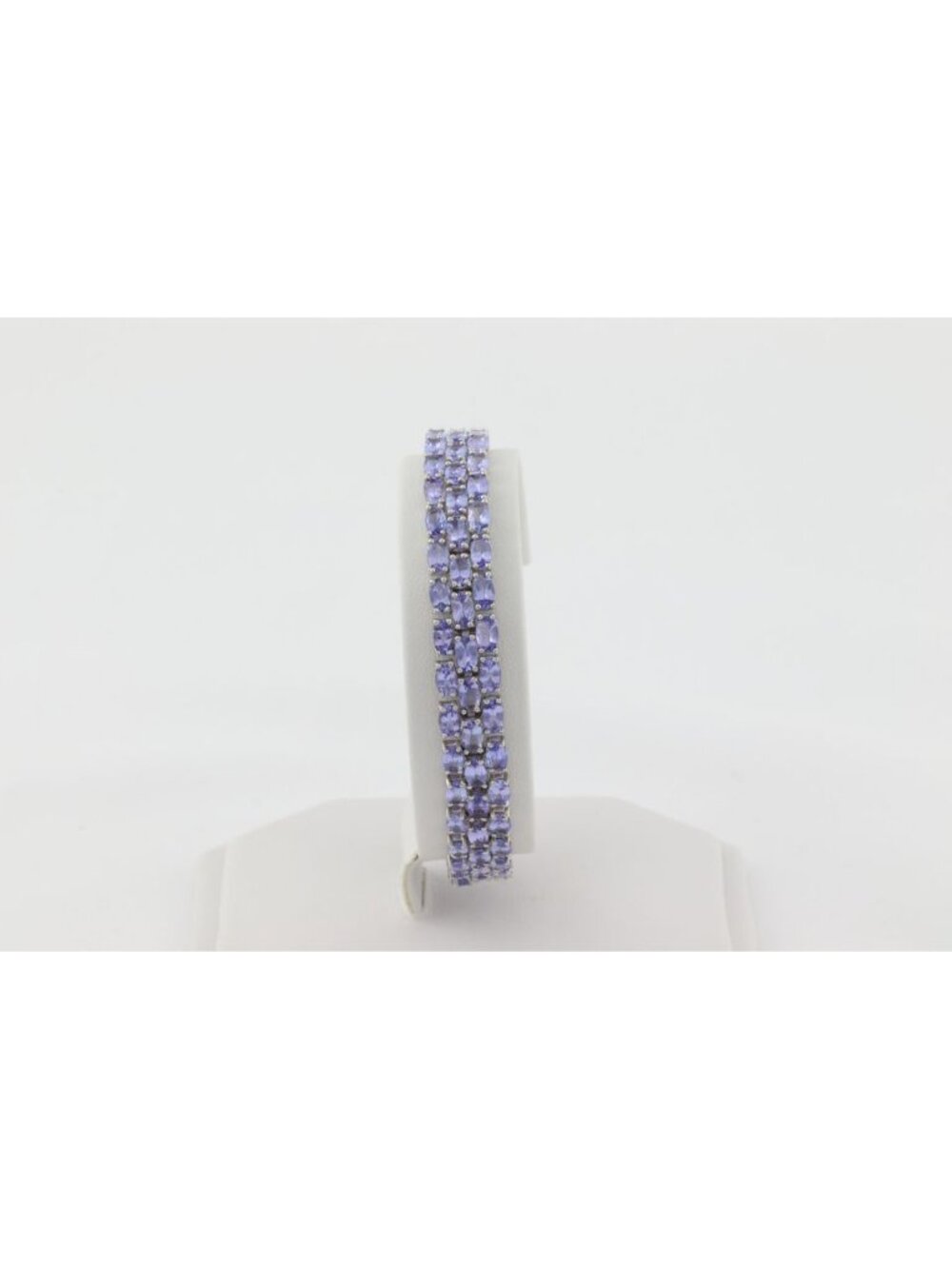 Sterling Silver 20 Carat Natural Tanzanite 3 Row Tennis Bracelet 7 1/4" inch - Picture 3 of 8